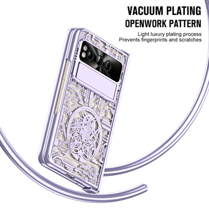 For Google Pixel Fold Mechanical Legend Integrated Electroplating All-inclusive Phone Case with Pen Slot(Purple) - Google Cases by buy2fix | Online Shopping UK | buy2fix