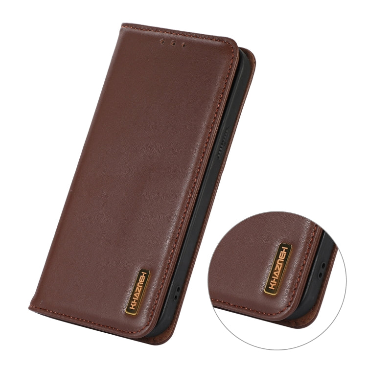 For iPhone 16 Pro KHAZNEH Nappa Top Layer Cowhide Leather Phone Case(Brown) - iPhone 16 Pro Cases by buy2fix | Online Shopping UK | buy2fix