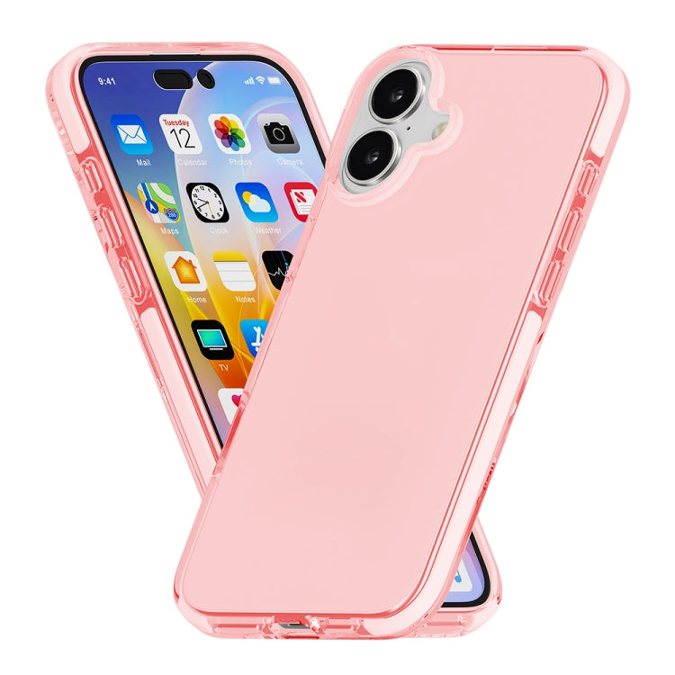 For iPhone 16 Plus Two-color Shockproof High Transparency TPU Phone Case(Pink) - iPhone 16 Plus Cases by buy2fix | Online Shopping UK | buy2fix