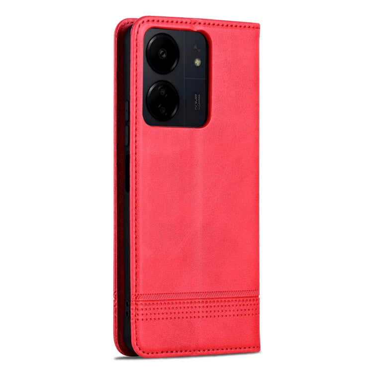 For Xiaomi Redmi 13C / Poco C65 AZNS Magnetic Calf Texture Flip Leather Phone Case(Red) - 13C Cases by AZNS | Online Shopping UK | buy2fix