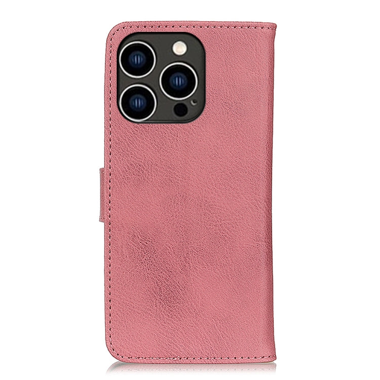 For iPhone 16 Pro KHAZNEH Cowhide Texture Horizontal Flip Leather Phone Case(Pink) - iPhone 16 Pro Cases by buy2fix | Online Shopping UK | buy2fix