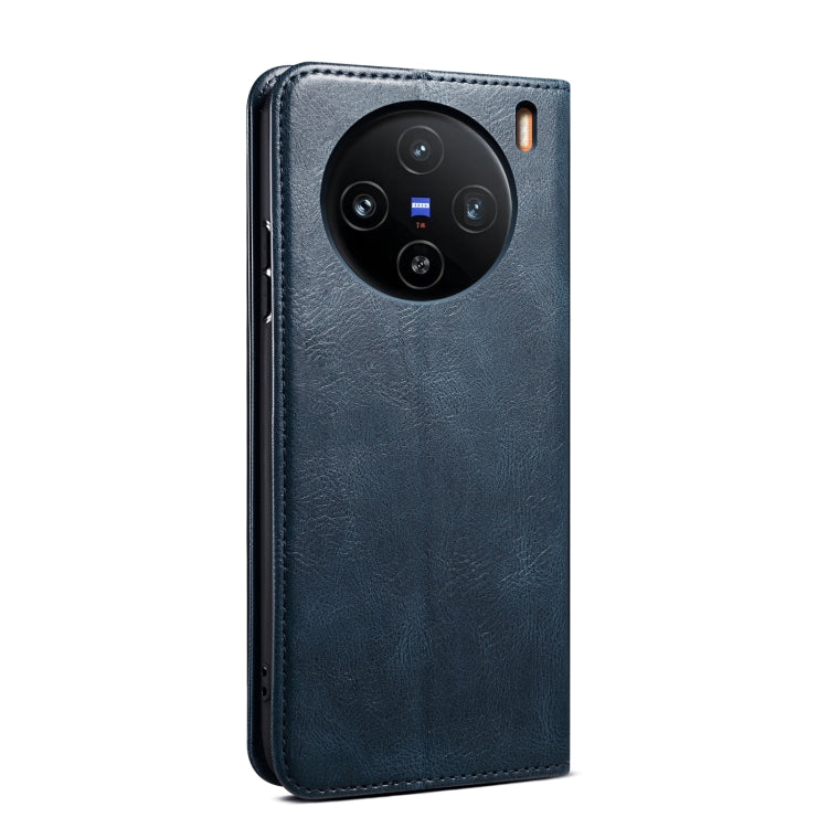 For vivo X100 Oil Wax Crazy Horse Texture Leather Phone Case(Blue) - X100 Cases by imak | Online Shopping UK | buy2fix