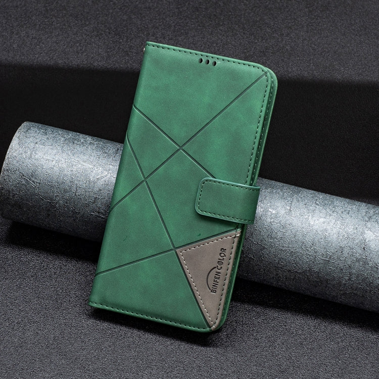 For Motorola Edge 40 Neo Magnetic Buckle Rhombus Texture Leather Phone Case(Green) - Motorola Cases by buy2fix | Online Shopping UK | buy2fix