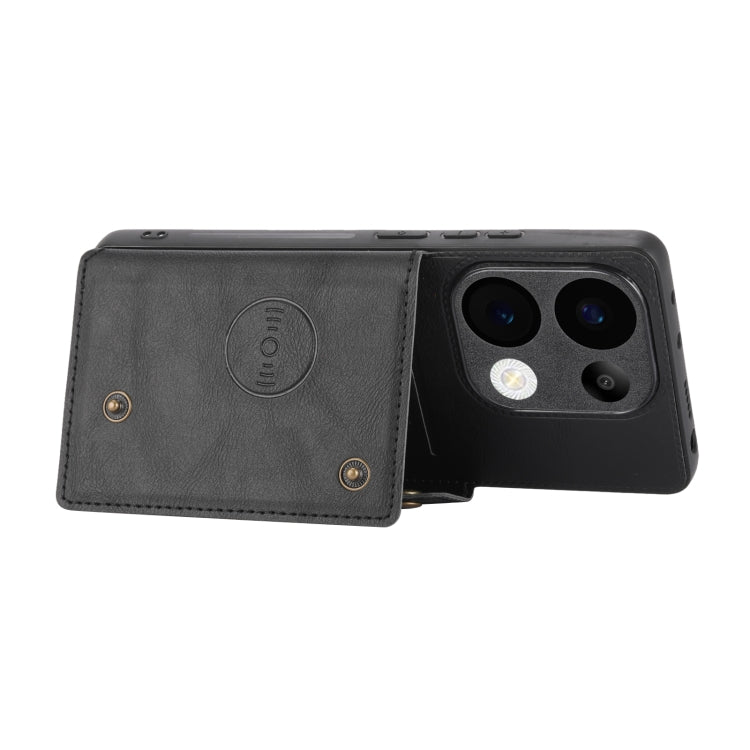 For Xiaomi Redmi Note 13 Pro 4G Global Double Buckle Card Slots Magnetic Phone Case(Black) - Note 13 Pro Cases by buy2fix | Online Shopping UK | buy2fix