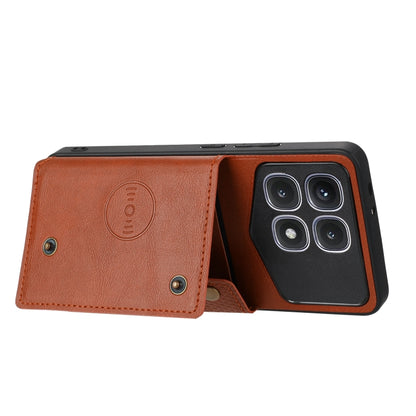 For Xiaomi Redmi K70 Ultra Double Buckle Card Slots Magnetic Phone Case(Brown) - Xiaomi Cases by buy2fix | Online Shopping UK | buy2fix