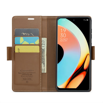 For Realme 10 Pro 5G CaseMe 023 Butterfly Buckle Litchi Texture RFID Anti-theft Leather Phone Case(Brown) - Realme Cases by CaseMe | Online Shopping UK | buy2fix