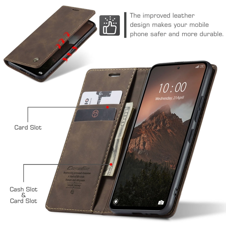 For Xiaomi Redmi Note 13 4G CaseMe 013 Multifunctional Horizontal Flip Leather Phone Case(Coffee) - Xiaomi Cases by CaseMe | Online Shopping UK | buy2fix