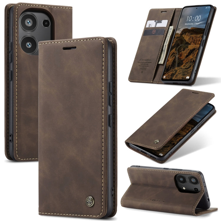 For Xiaomi Redmi Note 13 Pro 4G CaseMe 013 Multifunctional Horizontal Flip Leather Phone Case(Coffee) - Note 13 Pro Cases by CaseMe | Online Shopping UK | buy2fix