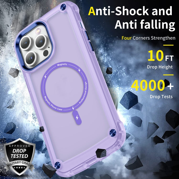 For iPhone 12 / 12 Pro Skin Feel TPU + PC MagSafe Magnetic Phone Case(Transparent Purple) - iPhone 12 / 12 Pro Cases by buy2fix | Online Shopping UK | buy2fix