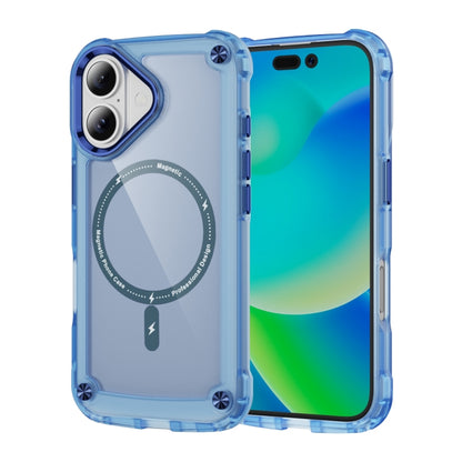 For iPhone 16 Plus Skin Feel TPU + PC MagSafe Magnetic Phone Case(Transparent Blue) - iPhone 16 Plus Cases by buy2fix | Online Shopping UK | buy2fix