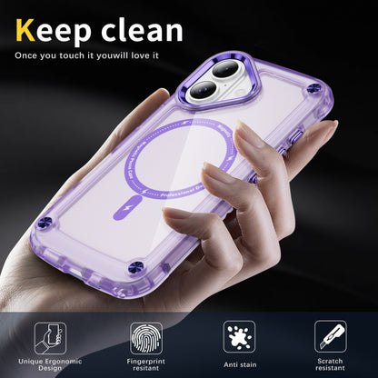 For iPhone 16 Skin Feel TPU + PC MagSafe Magnetic Phone Case(Transparent Purple) - iPhone 16 Cases by buy2fix | Online Shopping UK | buy2fix