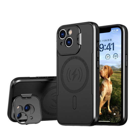 For iPhone 15 Plus MagSafe Magnetic Invisible Camera Holder Phone Case(Black) - iPhone 15 Plus Cases by buy2fix | Online Shopping UK | buy2fix