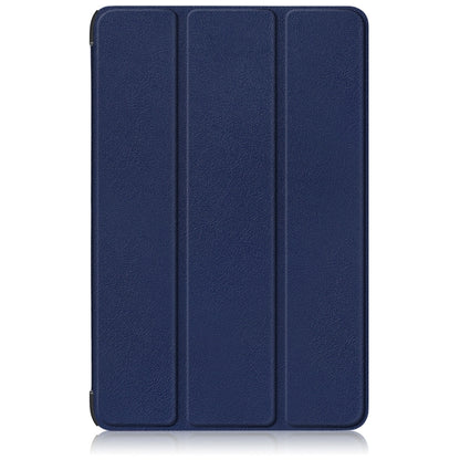 For Samsung Galaxy Tab S9+ Custer Pure Color 3-Fold Holder Smart Leather Tablet Case(Dark Blue) - Galaxy Tab S9+ Cases by buy2fix | Online Shopping UK | buy2fix