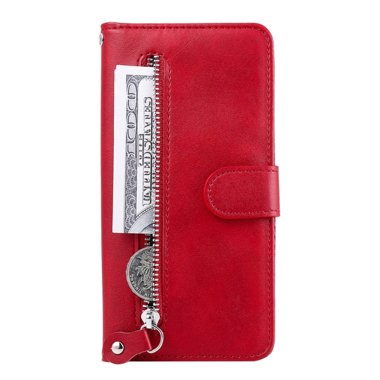 For iPhone 16 Fashion Calf Texture Zipper Leather Phone Case(Red) - iPhone 16 Cases by buy2fix | Online Shopping UK | buy2fix