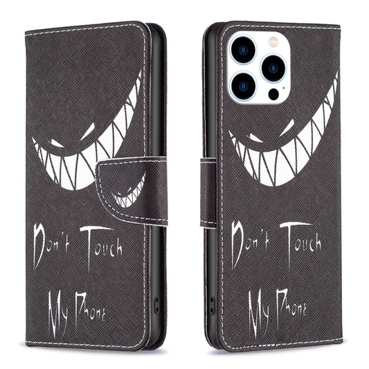 For iPhone 16 Pro Colored Drawing Pattern Leather Phone Case(Smirk) - iPhone 16 Pro Cases by buy2fix | Online Shopping UK | buy2fix