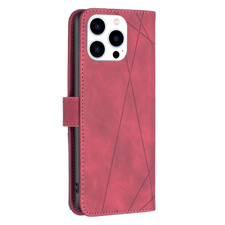 For iPhone 16 Pro Max Magnetic Buckle Rhombus Texture Leather Phone Case(Red) - iPhone 16 Pro Max Cases by buy2fix | Online Shopping UK | buy2fix