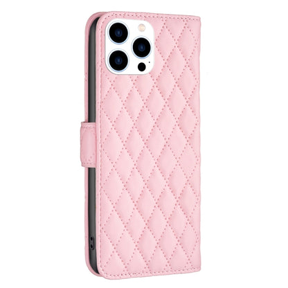 For iPhone 16 Pro Diamond Lattice Wallet Flip Leather Phone Case(Pink) - iPhone 16 Pro Cases by buy2fix | Online Shopping UK | buy2fix