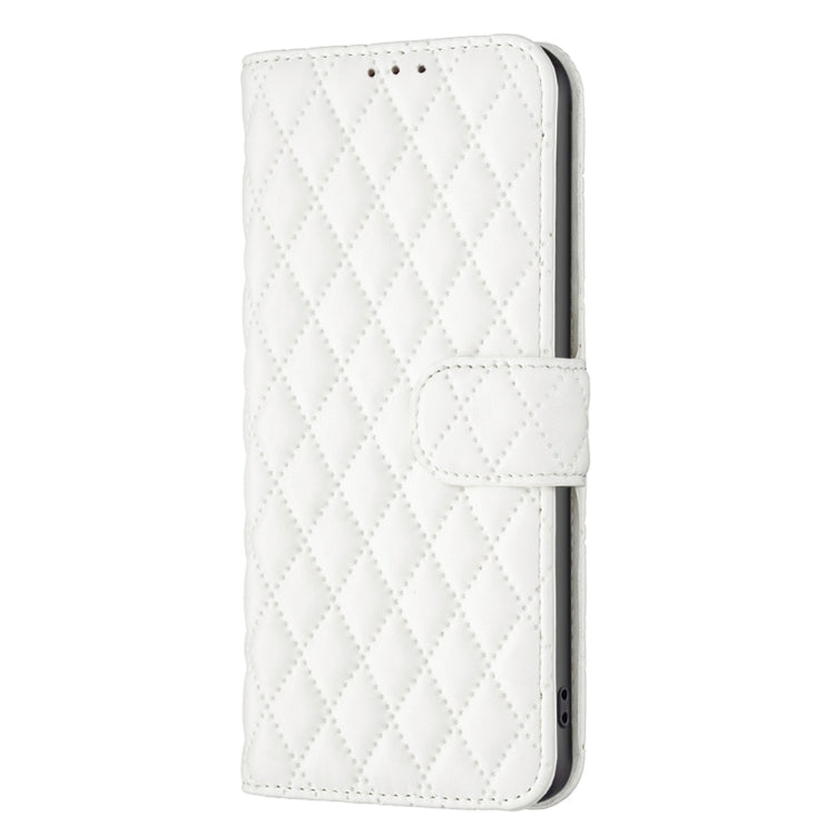 For iPhone 16 Diamond Lattice Wallet Flip Leather Phone Case(White) - iPhone 16 Cases by buy2fix | Online Shopping UK | buy2fix