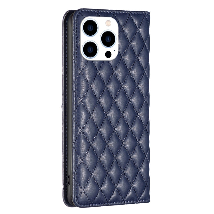 For iPhone 16 Pro Max Diamond Lattice Magnetic Leather Flip Phone Case(Blue) - iPhone 16 Pro Max Cases by buy2fix | Online Shopping UK | buy2fix