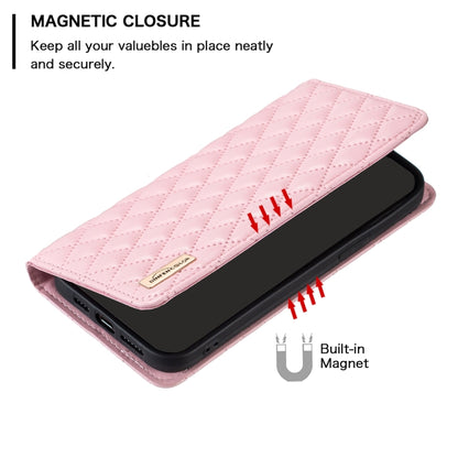 For iPhone 16 Diamond Lattice Magnetic Leather Flip Phone Case(Pink) - iPhone 16 Cases by buy2fix | Online Shopping UK | buy2fix