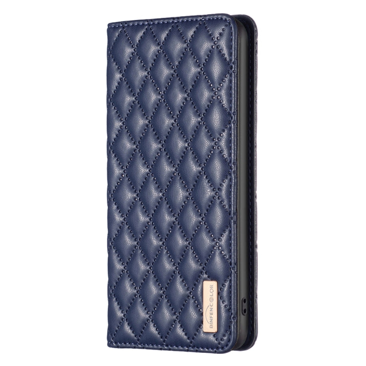 For iPhone 16 Plus Diamond Lattice Magnetic Leather Flip Phone Case(Blue) - iPhone 16 Plus Cases by buy2fix | Online Shopping UK | buy2fix