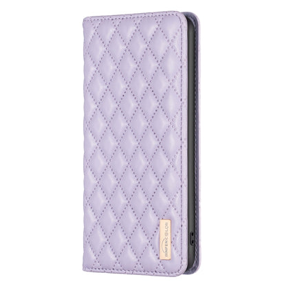 For iPhone 16 Plus Diamond Lattice Magnetic Leather Flip Phone Case(Purple) - iPhone 16 Plus Cases by buy2fix | Online Shopping UK | buy2fix