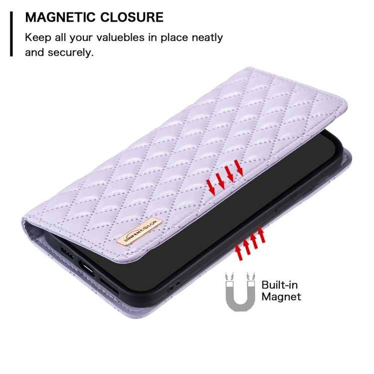 For iPhone 16 Plus Diamond Lattice Magnetic Leather Flip Phone Case(Purple) - iPhone 16 Plus Cases by buy2fix | Online Shopping UK | buy2fix