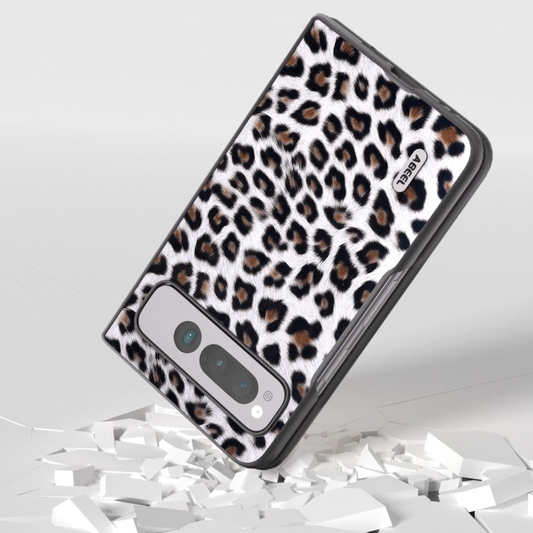 For Google Pixel Fold ABEEL Black Edge Leopard Phone Case(Silver) - Google Cases by buy2fix | Online Shopping UK | buy2fix