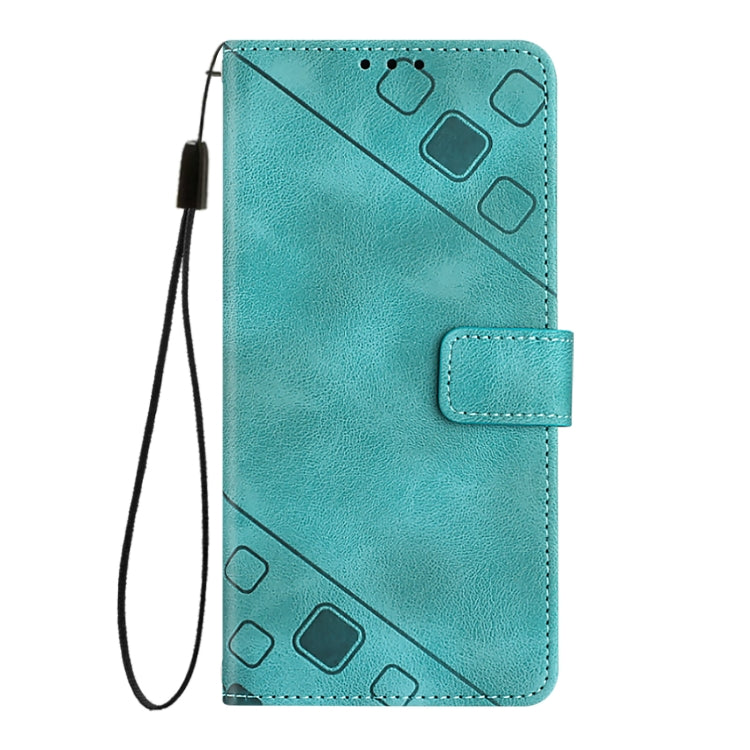 For iPhone 16 Plus Skin-feel Embossed Leather Phone Case(Green) - iPhone 16 Plus Cases by buy2fix | Online Shopping UK | buy2fix