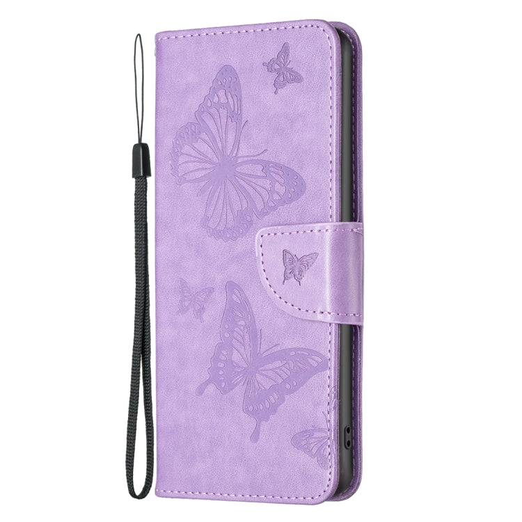 For iPhone 16 Pro Max Embossing Two Butterflies Pattern Leather Phone Case(Purple) - iPhone 16 Pro Max Cases by buy2fix | Online Shopping UK | buy2fix