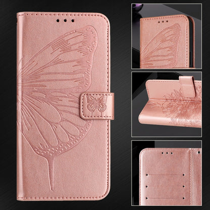 For iPhone 16 Plus Embossed Butterfly Leather Phone Case(Rose Gold) - iPhone 16 Plus Cases by buy2fix | Online Shopping UK | buy2fix