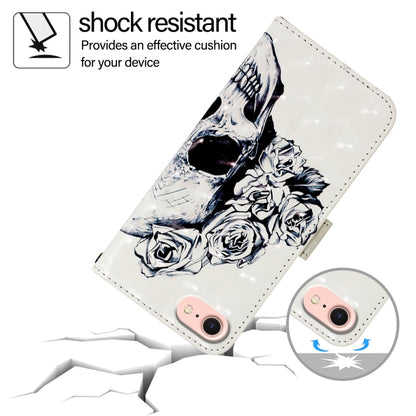 For iPhone SE 2024 3D Painting Horizontal Flip Leather Phone Case(Skull) - More iPhone Cases by buy2fix | Online Shopping UK | buy2fix