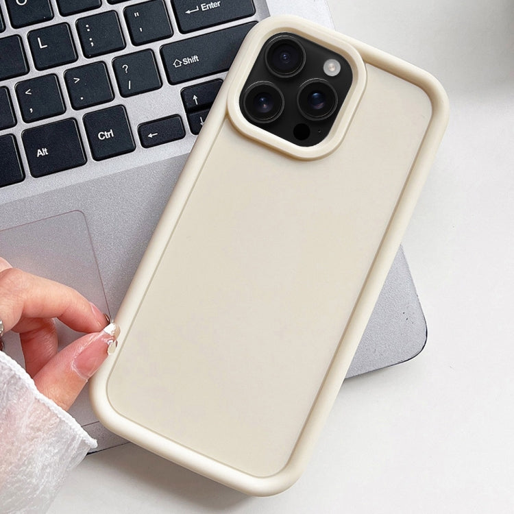 For iPhone 16 Pro Max Shockproof Frame Frosted TPU Phone Case(Beige) - iPhone 16 Pro Max Cases by buy2fix | Online Shopping UK | buy2fix