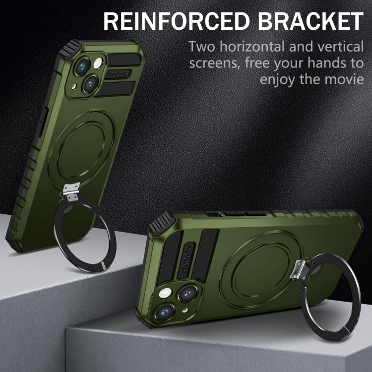 For iPhone 13 MagSafe Magnetic Holder Phone Case(Green) - iPhone 13 Cases by buy2fix | Online Shopping UK | buy2fix