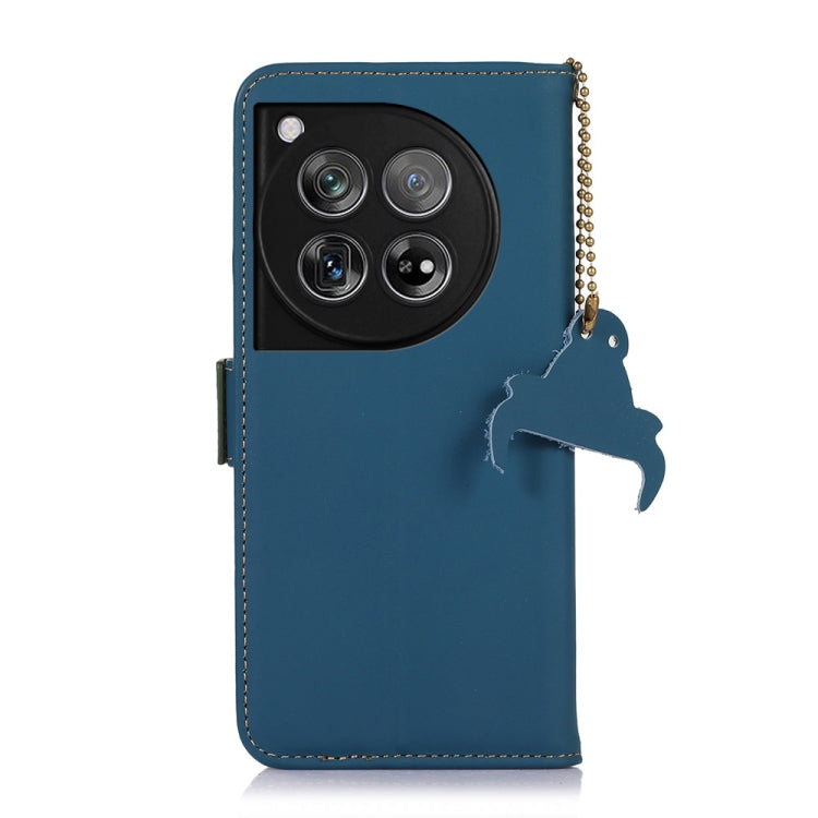 For OnePlus 12 Genuine Leather Magnetic RFID Leather Phone Case(Blue) - OnePlus Cases by buy2fix | Online Shopping UK | buy2fix