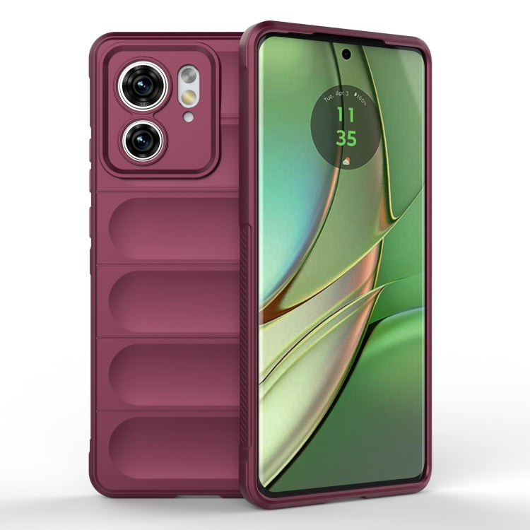 For Motorola Edge 40 5G Magic Shield TPU + Flannel Phone Case(Wine Red) - Motorola Cases by buy2fix | Online Shopping UK | buy2fix