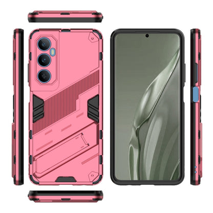 For Realme C65 4G Global Punk Armor 2 in 1 PC + TPU Phone Case with Holder(Light Red) - Realme Cases by buy2fix | Online Shopping UK | buy2fix