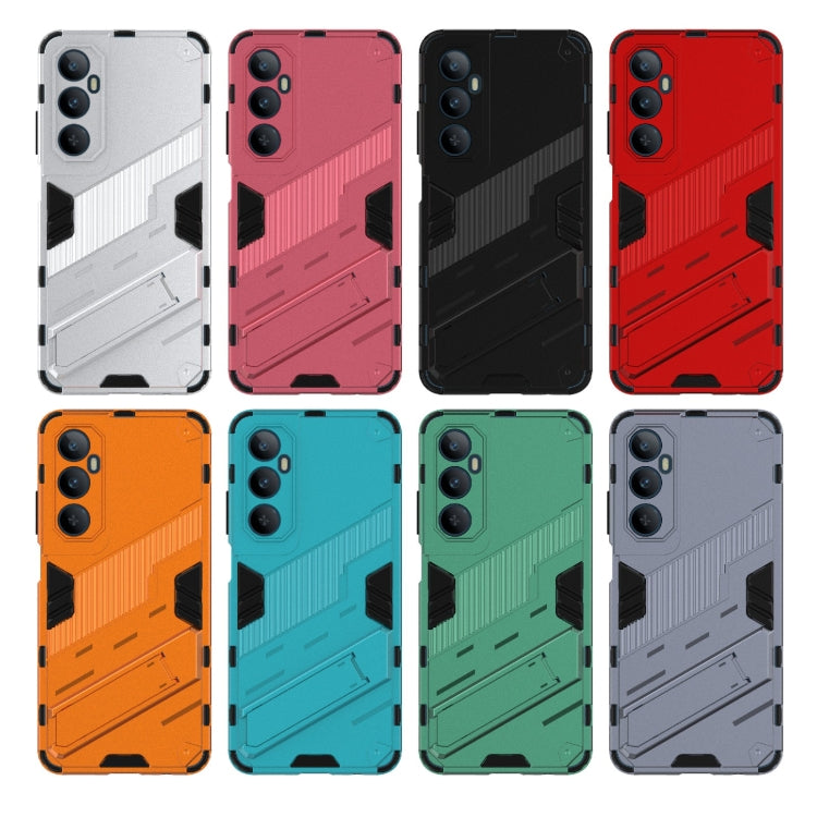 For Realme C65 4G Global Punk Armor 2 in 1 PC + TPU Phone Case with Holder(Light Red) - Realme Cases by buy2fix | Online Shopping UK | buy2fix