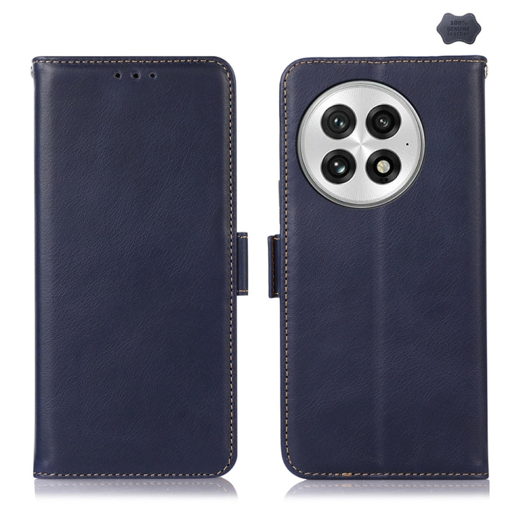 For OnePlus Nord 13 Magnetic Crazy Horse Texture Genuine Leather RFID Phone Case(Blue) - OnePlus Cases by buy2fix | Online Shopping UK | buy2fix