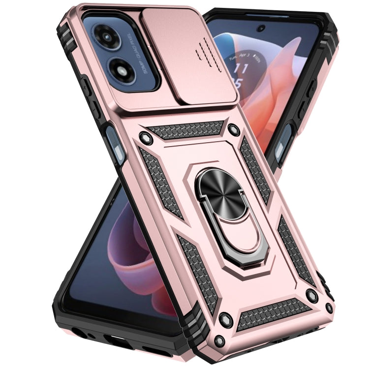 For Motorola Moto G Play 5G 2024 Sliding Camshield Holder Phone Case(Rose Gold) - Motorola Cases by buy2fix | Online Shopping UK | buy2fix