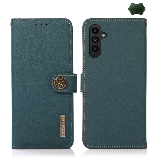 For Samsung Galaxy S23 FE KHAZNEH Custer Genuine Leather RFID Phone Case(Green) - Galaxy Phone Cases by buy2fix | Online Shopping UK | buy2fix