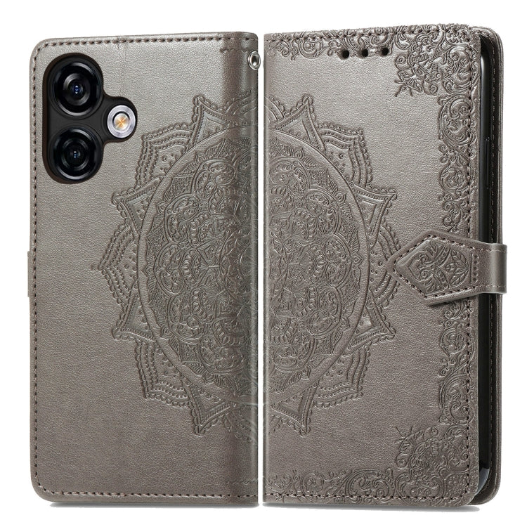 For Ulefone Note 16 Pro Mandala Flower Embossed Leather Phone Case(Grey) - Ulefone Cases by buy2fix | Online Shopping UK | buy2fix