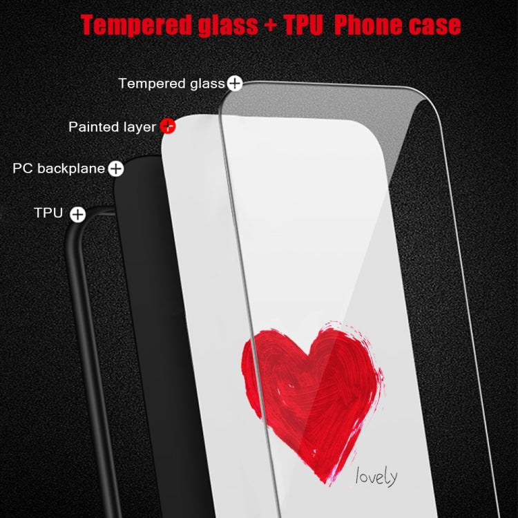 For iPhone 16 Pro Colorful Painted Glass Phone Case(Black Love) - iPhone 16 Pro Cases by buy2fix | Online Shopping UK | buy2fix