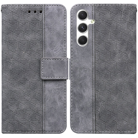 For Samsung Galaxy S24 5G Geometric Embossed Leather Phone Case(Grey) - Galaxy S24 5G Cases by buy2fix | Online Shopping UK | buy2fix