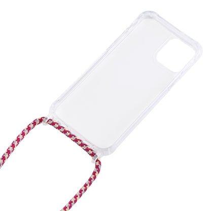 For iPhone 16 Transparent Acrylic Airbag Shockproof Phone Protective Case with Lanyard(Red Apricot Grey Rough Grain) - iPhone 16 Cases by buy2fix | Online Shopping UK | buy2fix