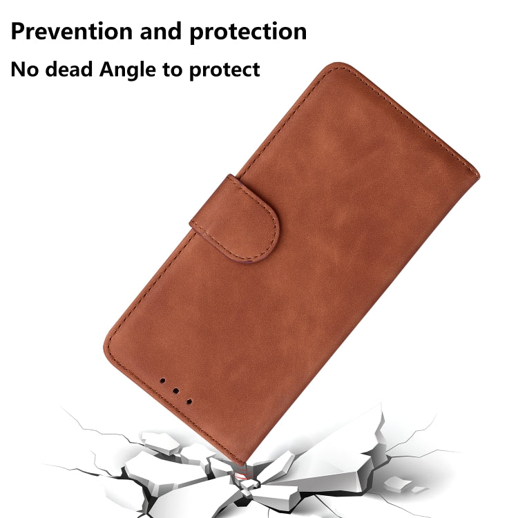 For iPhone 16 Pro Max Skin Feel Pure Color Flip Leather Phone Case(Brown) - iPhone 16 Pro Max Cases by buy2fix | Online Shopping UK | buy2fix