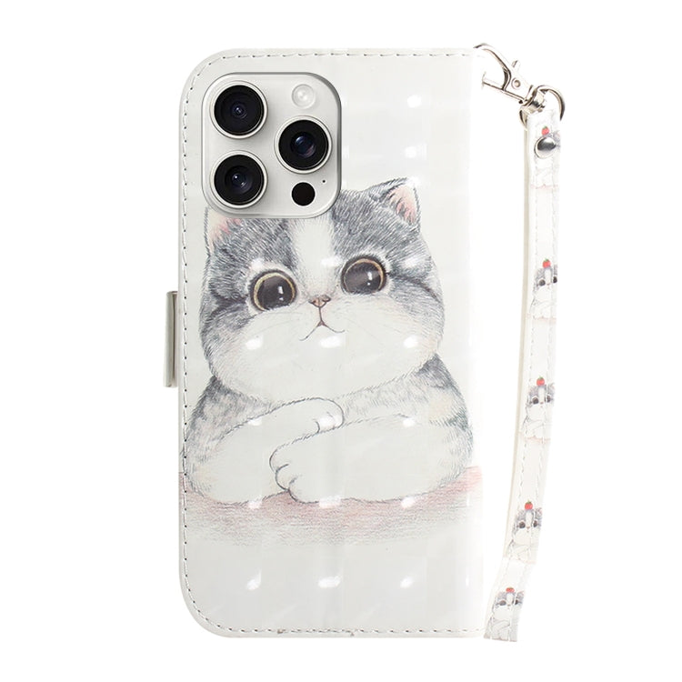 For iPhone 16 Pro Max 3D Colored Horizontal Flip Leather Phone Case(Cute Cat) - iPhone 16 Pro Max Cases by buy2fix | Online Shopping UK | buy2fix