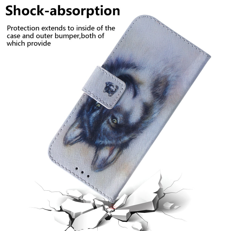 For Samsung Galaxy M55 Coloured Drawing Flip Leather Phone Case(White Wolf) - Galaxy Phone Cases by buy2fix | Online Shopping UK | buy2fix