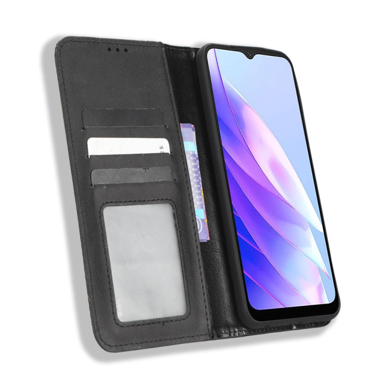 For Blackview A52 / A52 Pro Magnetic Buckle Retro Texture Leather Phone Case(Black) - More Brand by buy2fix | Online Shopping UK | buy2fix