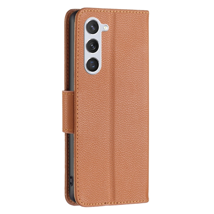 For Samsung Galaxy S24 5G Litchi Texture Pure Color Flip Leather Phone Case(Brown) - Galaxy S24 5G Cases by buy2fix | Online Shopping UK | buy2fix